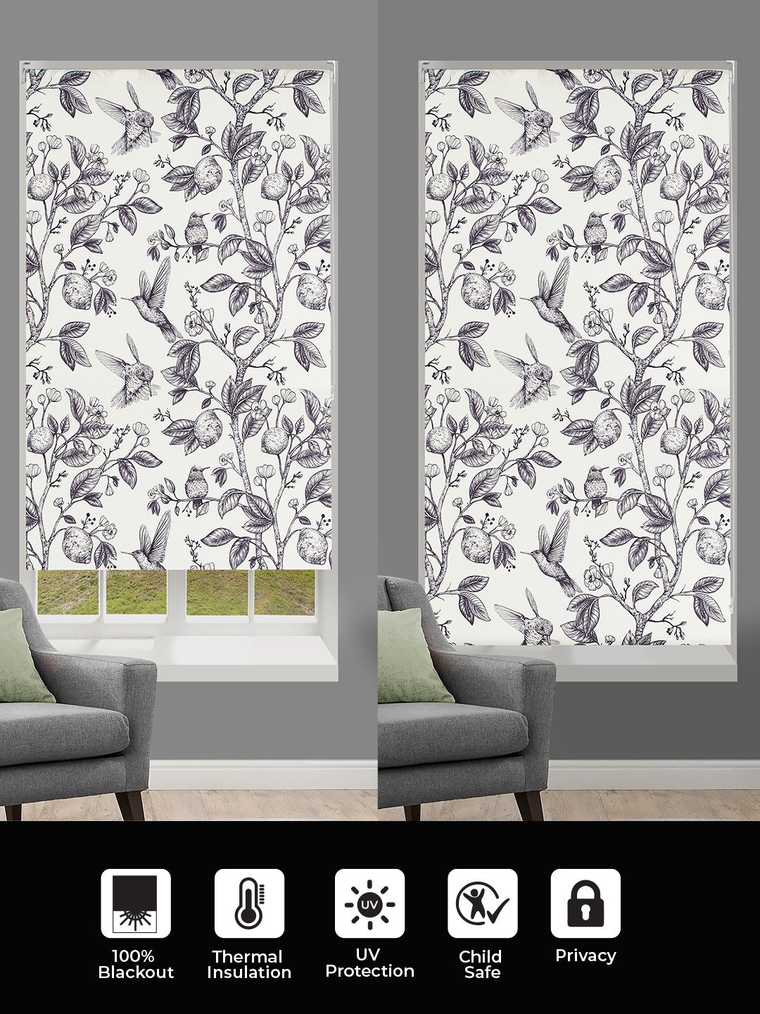 Printed Blackout Roller Blinds for Windows UV Protection1